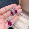 Simulation Red Diamond Jewelry Celebrity Necklace Women'S Red Corundum Micro Diamond Earrings Earrings Jewelry Set
