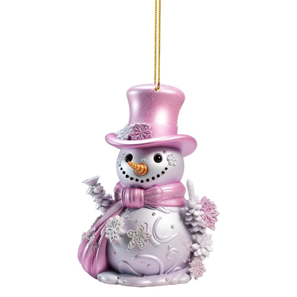 Flat Printing Hanging Pendants Pink Snowman Xmas Tree Ornament Party Supplies