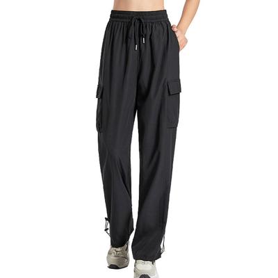 DAYCLOSET Cargo-Yogahose mit elastischem Bund und schmaler Passform für Damen, schnelltrocknend, feuchtigkeitsableitend, Taille, (Yoga221) (JP, Alphabet, L, Standard, Schwarz)