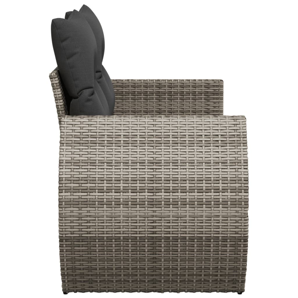 Vidaxl Gartensofa mit Kissen, 2-Sitzer, Grau, Polyrattan