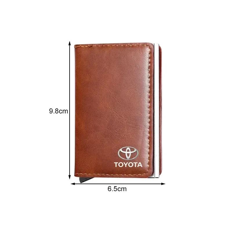 1Pcs Car Logo Active Leather Pop up Wallet Credit Card Storage For Toyota Yaris Hilux Corolla Prius Avensis Emblem Auris Rav4