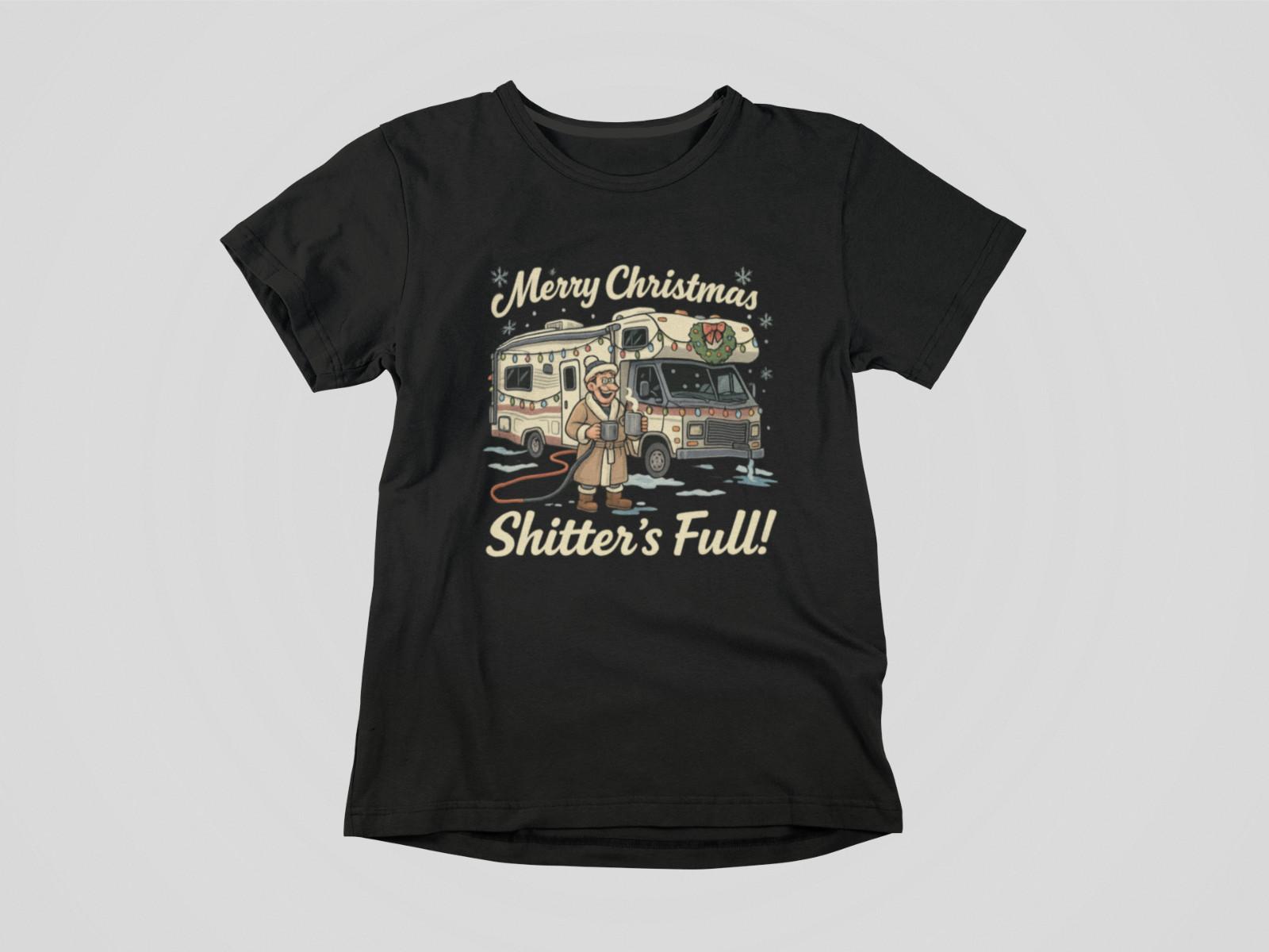 Merry Christmas Shitter’s Full Funny RV Tee Holiday Humor Shirt Unisex Cotton L