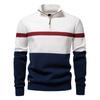 Men’s Euro Fit Stand Collar Half Zip Colorblock Knit Sweater