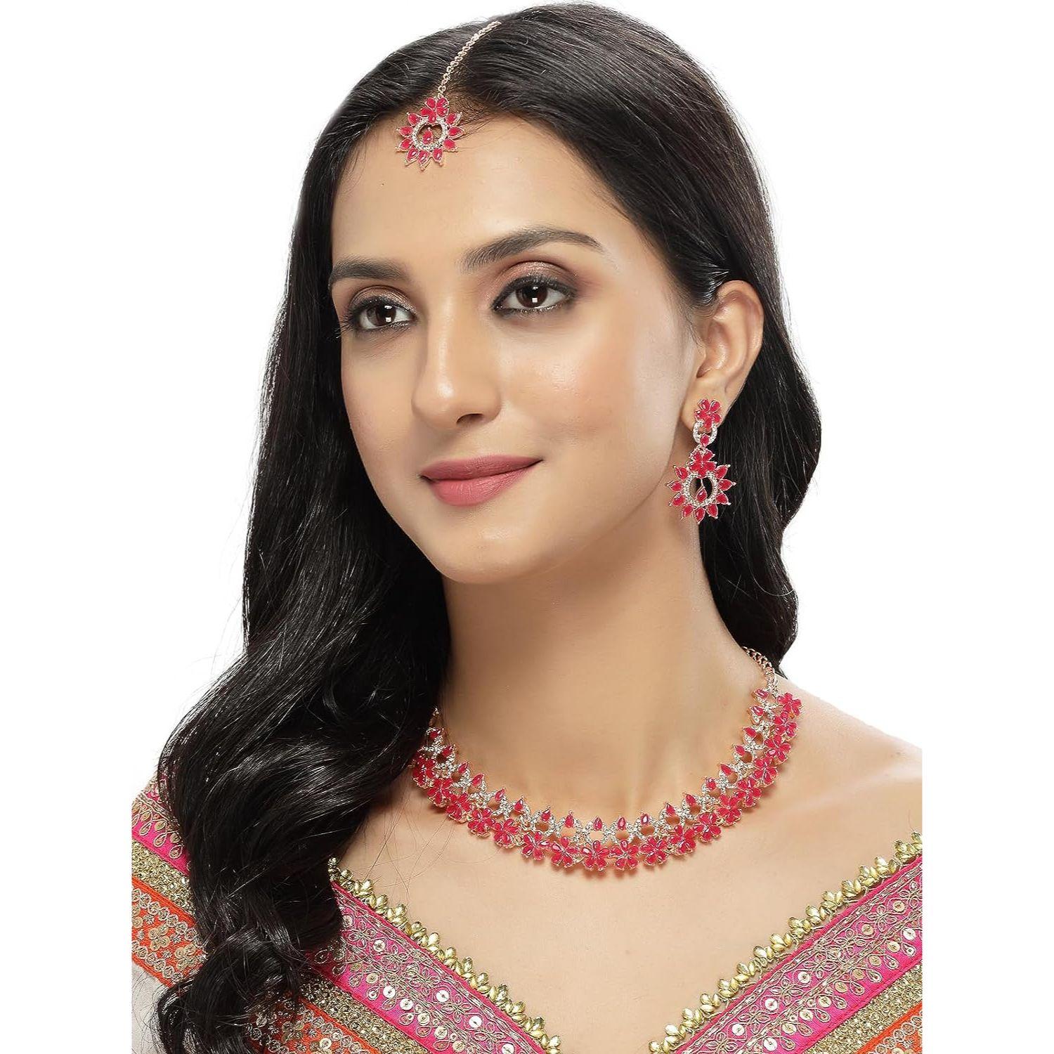 

Sukkhi Восхитительный модный красно-зеленый кундан с рекламными камнями и шипованным колье-ожерельем для женщин