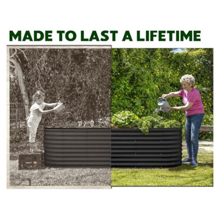 Galvanized Raised Garden Beds Outdoor 6×2×2 Ft Planter for Gardening Vegetables Flowers Large Metal Garden Box Black Patented T