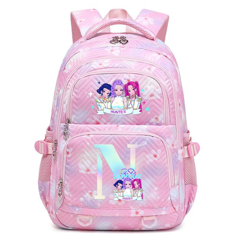 Anime Cartoon 26 Letter Print Backpack Campus Fashion Student Bag Large Capacity
