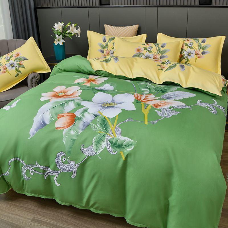 3D Digital Printed Thickened Twill Brushed Quilt Cover and Pillowcase Single and Double Bedding Three-piece Set