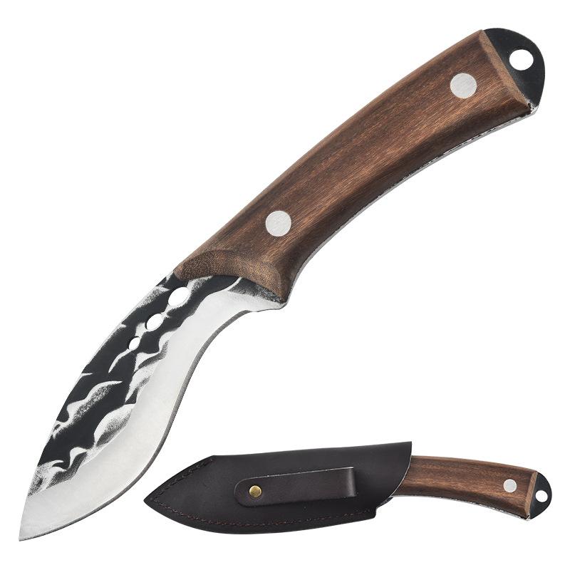 Wooden Stabilizer Handle Meat Cleaver Butcher Knife Forging Kitchen Knife Boning Knife Slicing KnifeFull Tang  With Sheath