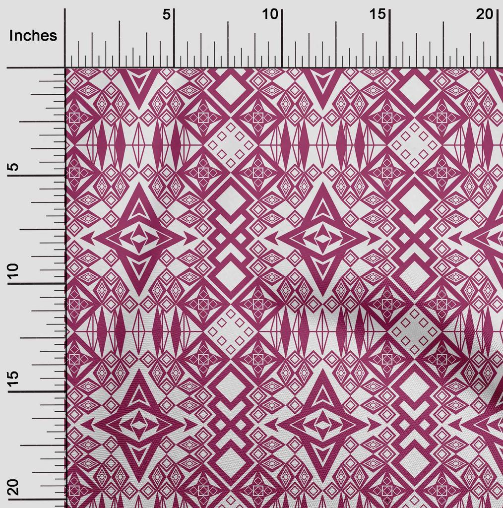 oneOone Cotton Poplin Dark Magenta Fabric Ikat Diy Clothing Quilting Fabric Print Fabric By Yard 42 Inch