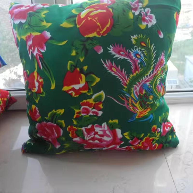 

Chinese style Northeast large flower cloth characteristic pillow case cushion car cushion chair cushion office nap pillow 40X40cm pillowcase зелёный