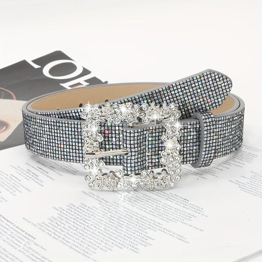 Luxury Sparkling Waistband Adjustable PU Leather Belt Rhinestone Waist Belt Women Gifts