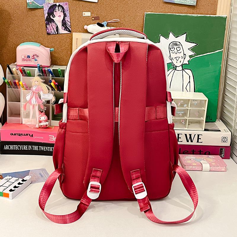 School Bag Contrasting Color Cartoon Large Capacity Multi-compartment School Bag Versatile High Value Backpack Simple Leisure Travel Bag