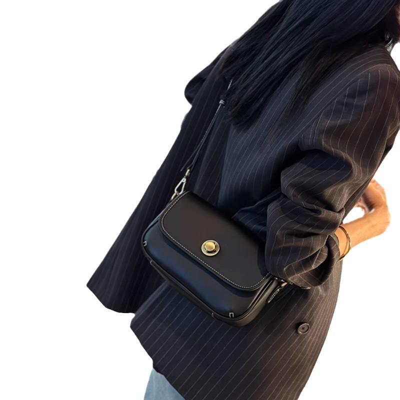 Premium Feeling First Layer Cowhide Crossbody Small Bag Women'S Versatile Leather Wide Shoulder Strap Shoulder Bag Mobile Phone Bag