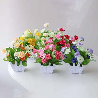 1 Pc Artificial Flower Simulation Rose Potted Plant for Home Living Room Garden Decoration