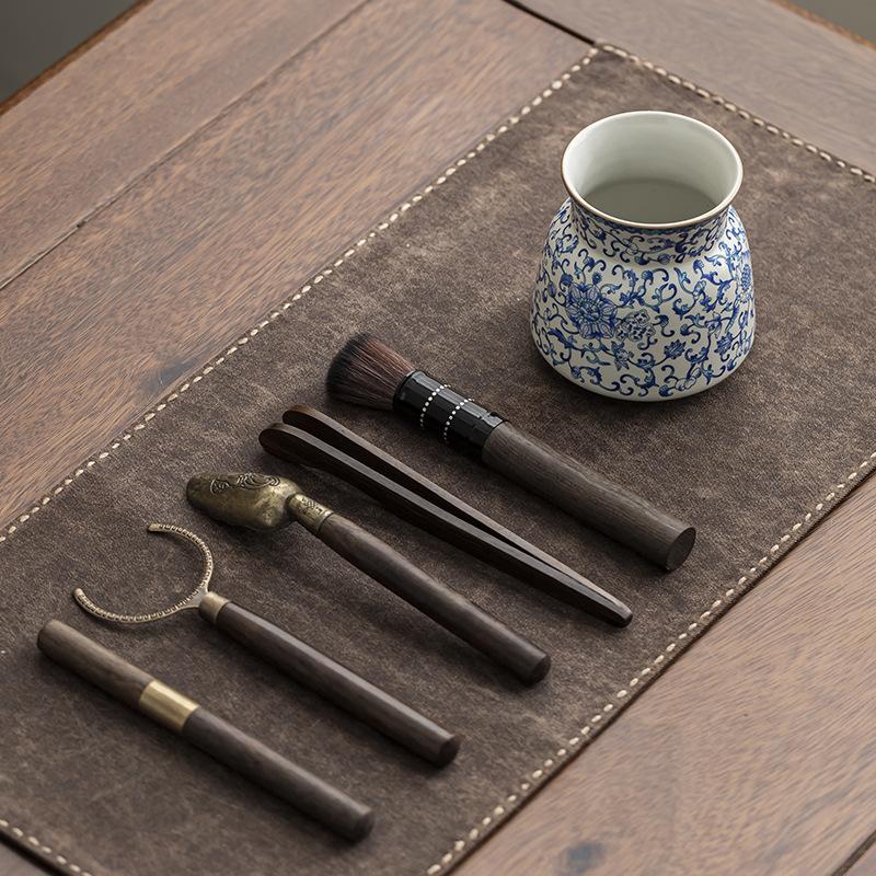 Ru Kiln Twisted Branch Lotus Tea Ceremony Six Gentlemen Set Tea High-grade Ceramic Storage Tube Tea Ceremony Zero with Tea Clip Tea Spoon