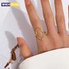 Fashion Minimalist Hollow Oval Rings for Women Stainless Steel Gold Color Geometric Open Finger Ring Party Jewelry Gift New In