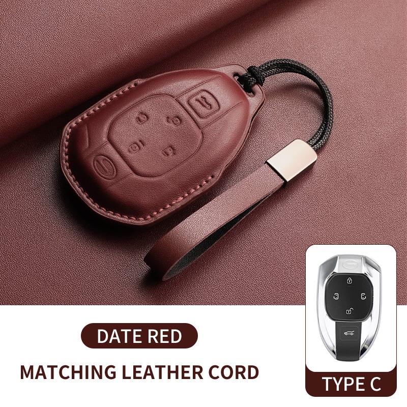 Leather Car Remote Key Case Cover for GAC Trumpchi GS3 GS4 GS5 GM8 GA3 GA4 GA6 SGS7 Empow J11 J12 J13 Car Key Fob Shell Keychain