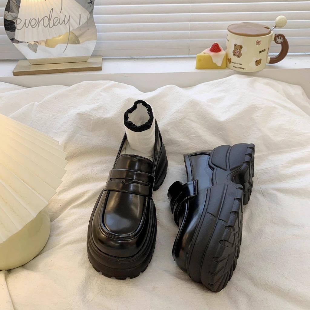 British Style Small Leather Shoes Women's Single Shoes New Spring Autumn and Winter Women's Shoes Platform Jk Black