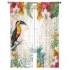 Toucan Flower Fruit Tropical Pineapple Map Tulle Curtain For Living Room Bedroom Modern Sheer Curtains Decor Window Treatment