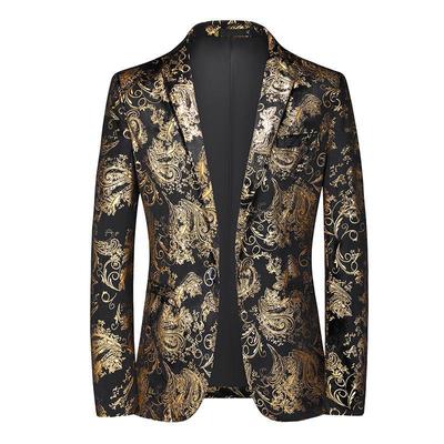 2022 Men's One-Button Casual Suit: Wedding & Nightclub Printed Blazer