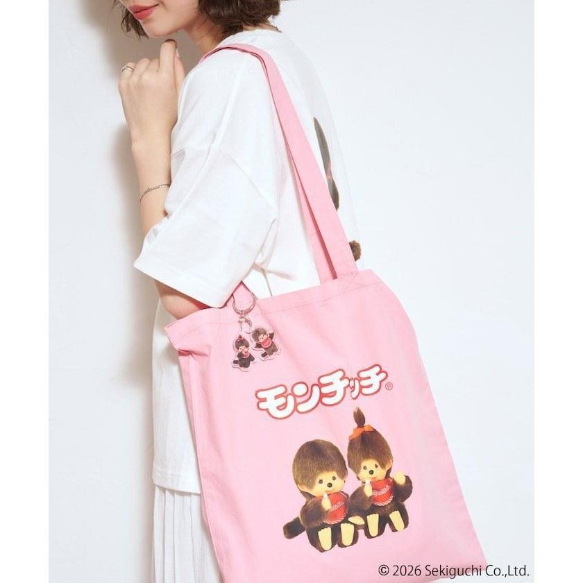 FREAKS STORE Charm Attached Monchhichi Tote Bag Limited Edition Beige Pink