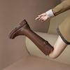 New Platform Women Knee Chunky Heels Boots Fashion Belt Buckle Knight Long Booties Autumn Winter Female Thick Heel Shoes