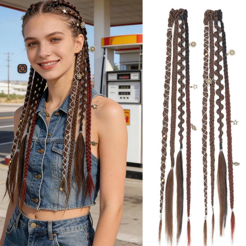 Estensioni Capelli Trecce a Coda di Pesce Intrecciate Stile Bohemien - Parrucca con Clip BB Treccine Box Donna
