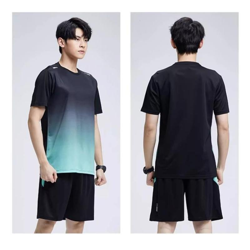Quick Drying T-shirt Men's Sports Suit Loose Ice Silk Summer Thin Fitness Clothes Training Running Clothes Short Sleeved Top Shorts