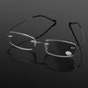 Memory Titanium Rimless Reading Glasses Fashion Blue Anti-Light Glasses Men Square Farsight Glasses For Women +1.0+3.5