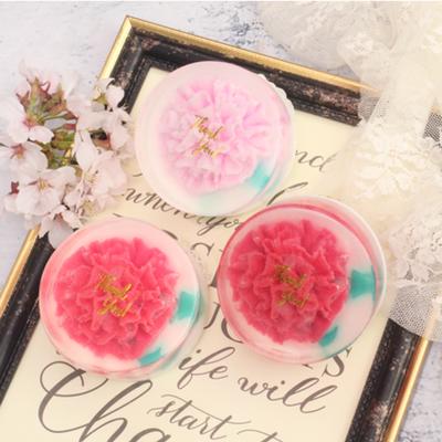 Shining Day Carnation Handmade Soap Parents' Day Teacher's Day Gift 110g + 2pcs Gift Packaging, Red Pink Carnation, 110g, 2pcs