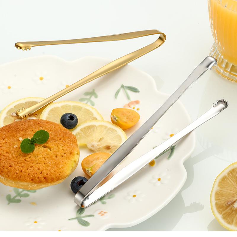 3Pcs Stainless Steel Ice Clamp Thick Anti Slip Ice Clip Fruit Coffee Cube Sugar Clip Toothed Food Clip Kitchen Accessories