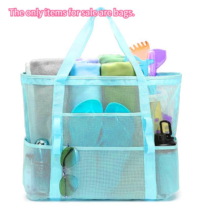 Large Capacity Mesh Beach Tote Bag for Swimming, Shower, Fitness & Travel, Foldable Grocery Zipper Bag, Summer Beach Essential