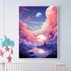 5d DIY Diamond Painting Cross Stitch Moon Pink Cloud Scenery Diamond Embroidery Mosaic Full Round Drill Home Decor Arts