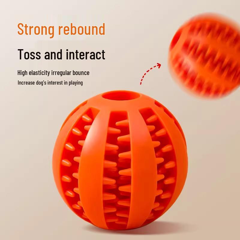 Langeweile-Abbau Gummi Hundespielzeug - Bissfest, Zahnreinigungs-Molarkugel für kleine bis große Welpen mit Ton