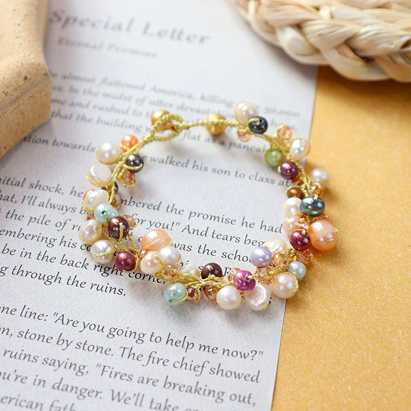 Original Design Small Fresh Color Natural Freshwater Pearl Bracelet Bohemian Summer Versatile Bracelet Women's Jewelry
