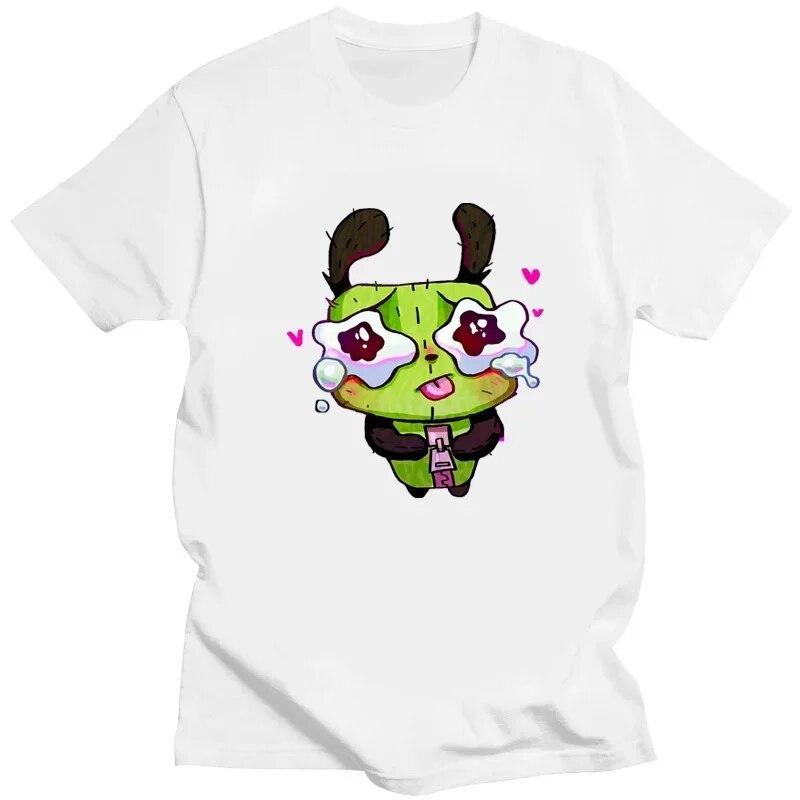 Kawaii Invader Zim Graphic TShirt Happy Hug Ready Zim Image Cute Cartoon T Shirt Unisex Women Retro T Shirt Oversized T Shirt