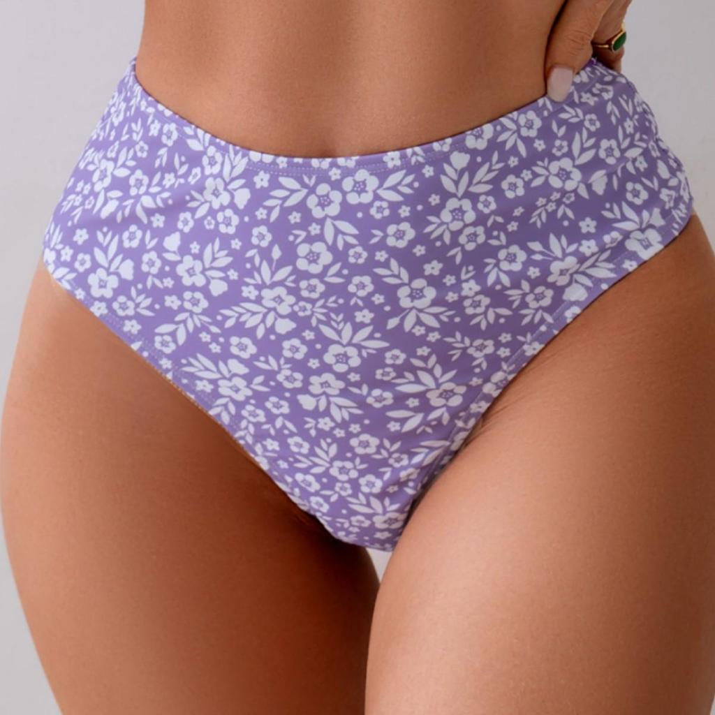 Damen Floral Spaghetti-Träger High Waist Bikini Set
