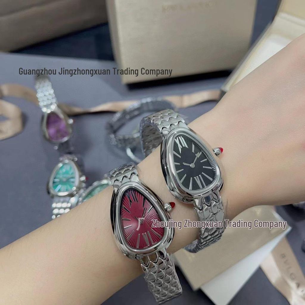 E-commerce Live Gilded Snake Shadow Quartz Watch - Women's Fashion with Snake-Shaped Steel Belt