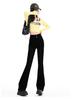 Women's versatile jeans suitable for all seasons, casual high waisted slim and slightly flared pants, comfortable commuting women's pants
