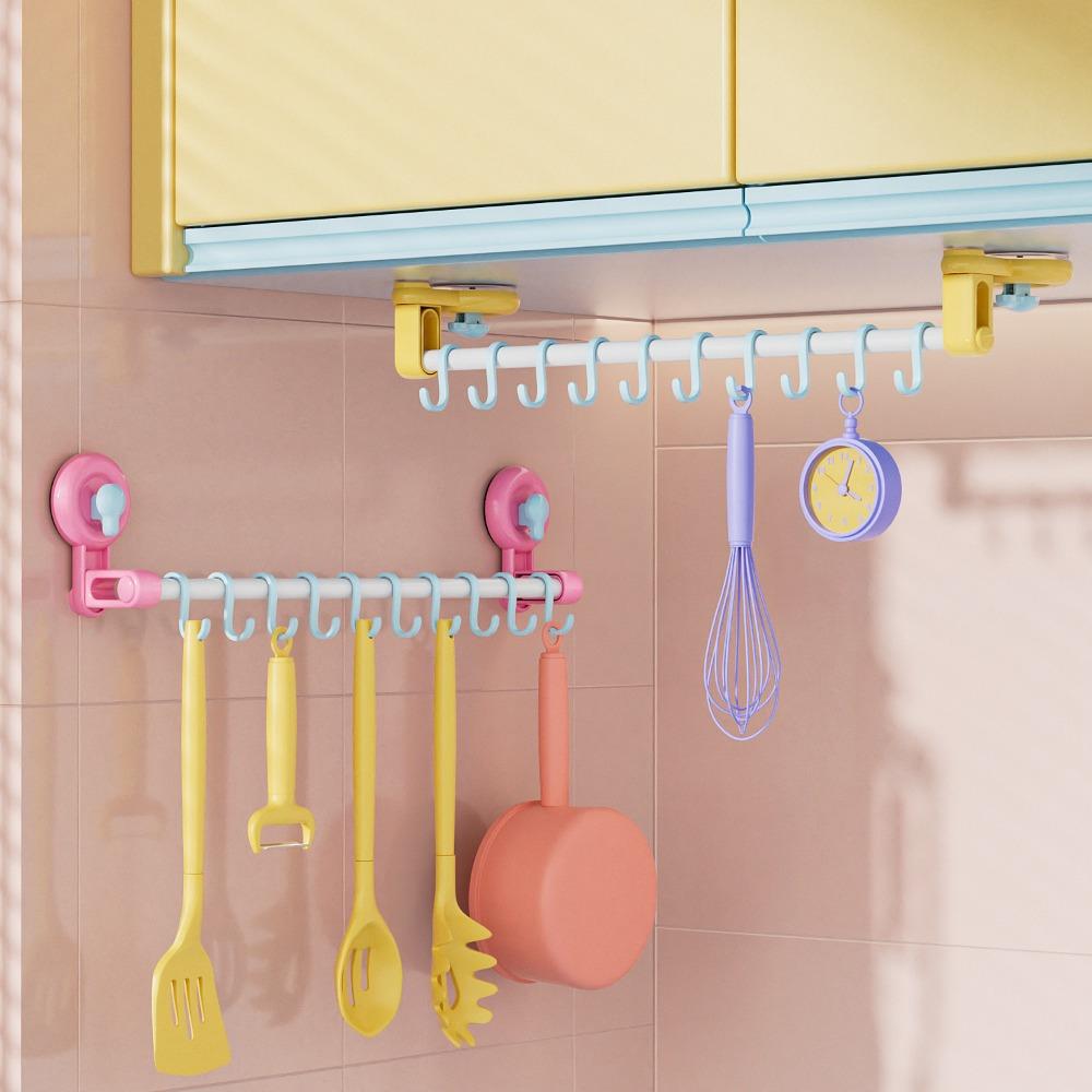 Настенный крючок для хранения с присосками для кухни с конструкцией скользящей направляющей без сверления 949₽