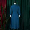 Large Size Women's Autumn New Lapel Fashion Temperament Solid Color Swing Skirt Dress