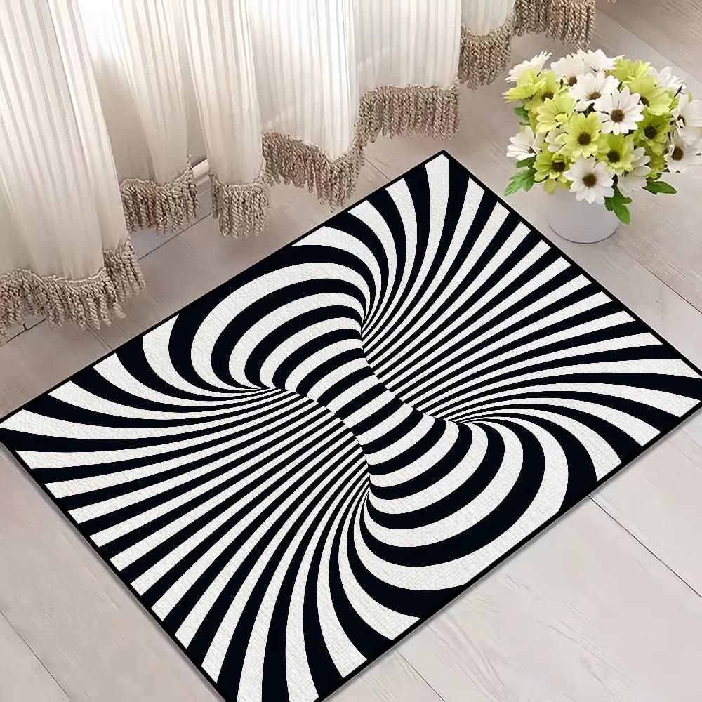 3D Vortex Illusion Small Rug – Art Optical Carpet for Bathroom Kitchen, Super Absorbent Non-Slip Bath Mat Floor Pad