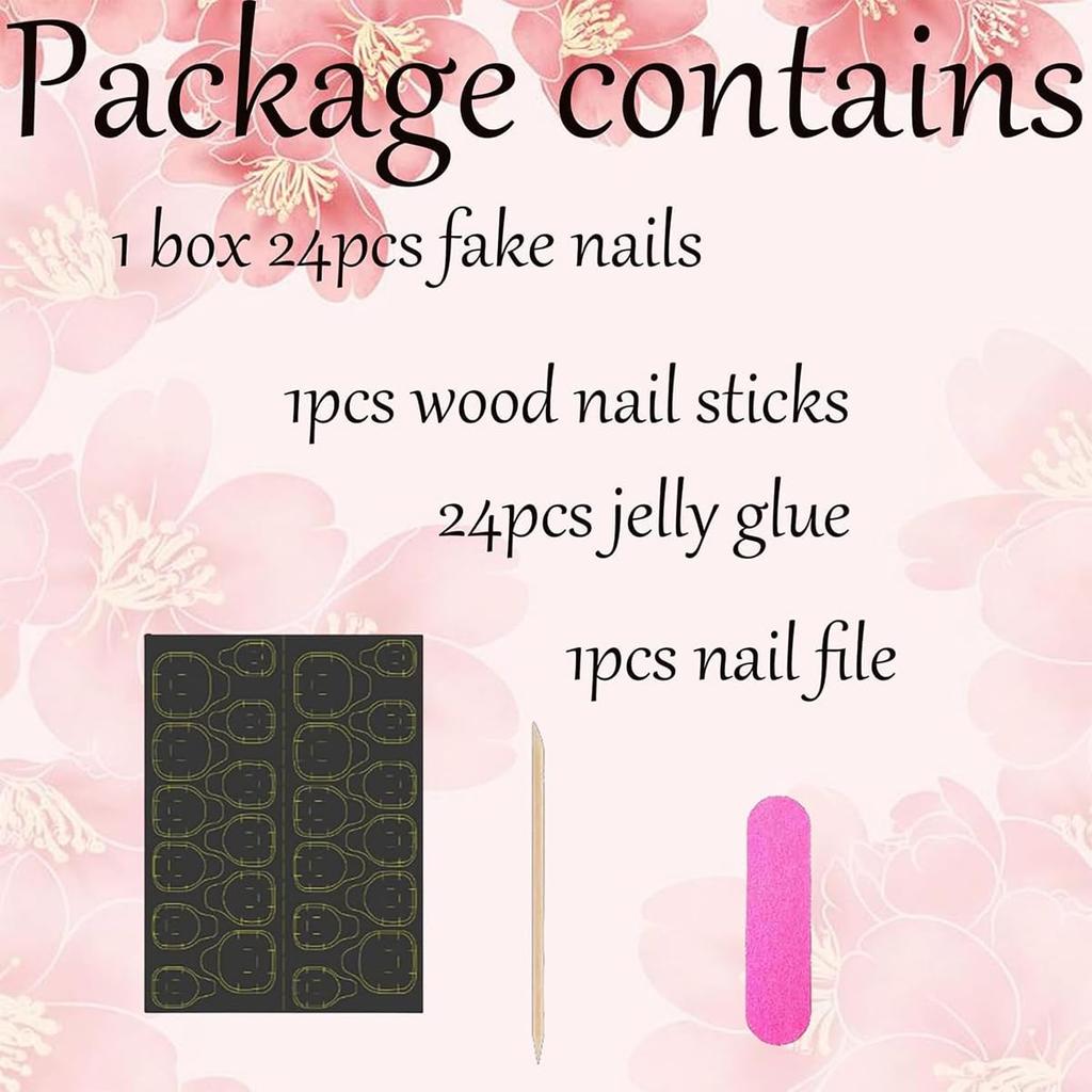 24Pcs Fall Press On Nails Medium Almond Fake Nails Glossy Glitter Maple Leaf False Nails Full Cover Thanksgiving Glue On Nails Reusable Acrylic