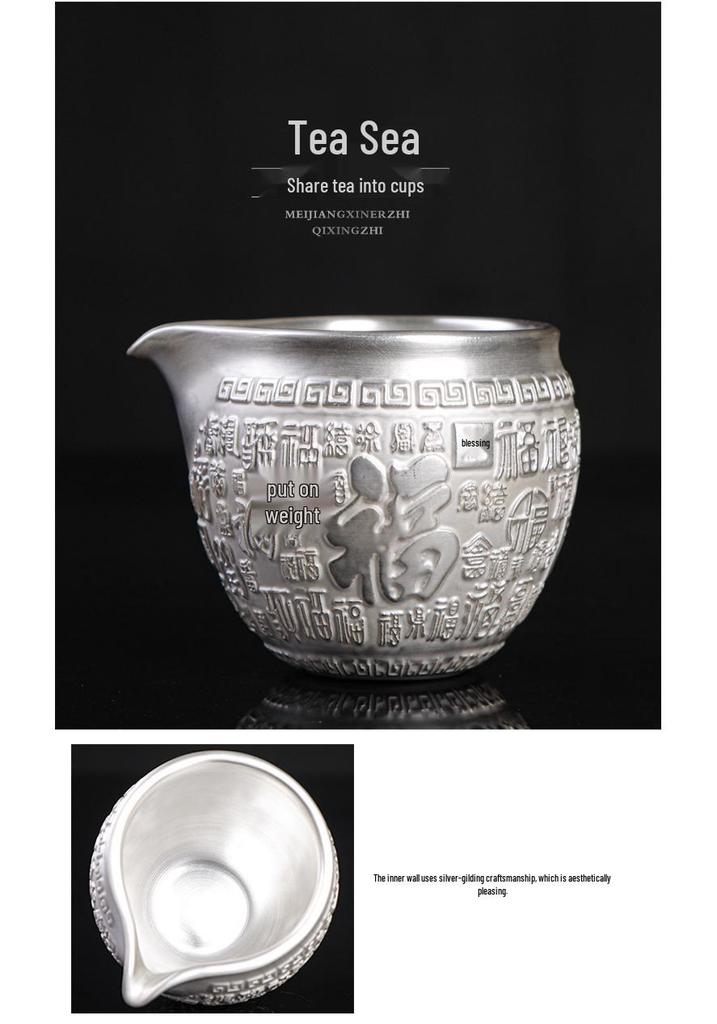 Year of the Dragon Sterling Silver 999 Teapot: Pure Handmade High-End Gongfu Tea Set Souvenir