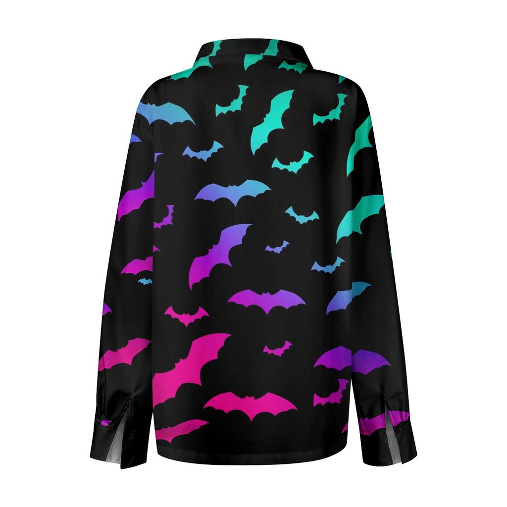 Women's Long Sleeve Button Halloween Printed Casual Shirt Top