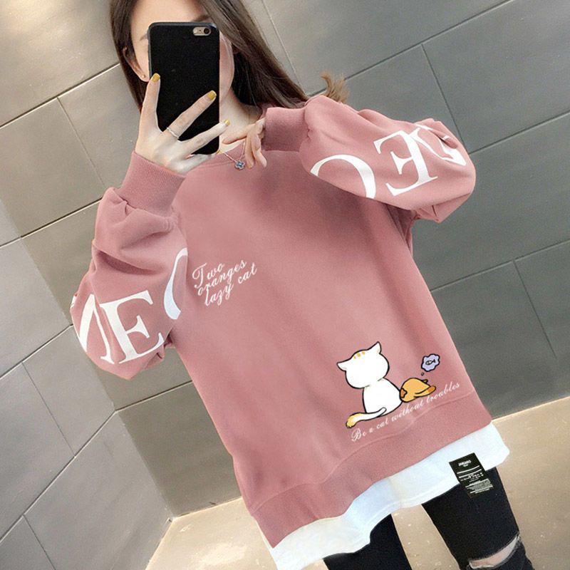 Women's Plus-Size 2022 Slimming Two-Piece Sweatshirt - Casual Round Neck Long Sleeve for Spring & Autumn