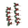 10Pcs Christmas Picks Pinecone Red Berry Pin Needle Artificial Delicate Christmas Decorations