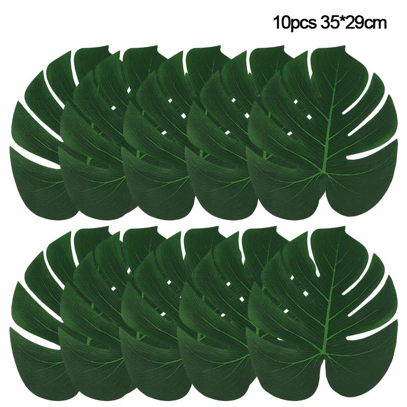 10pcs Artificial Hawaii Tropical Palm Leaves Hawaiian Luau Beach Theme Party Supplies Wedding Table Decoration Turtle Back Leaf