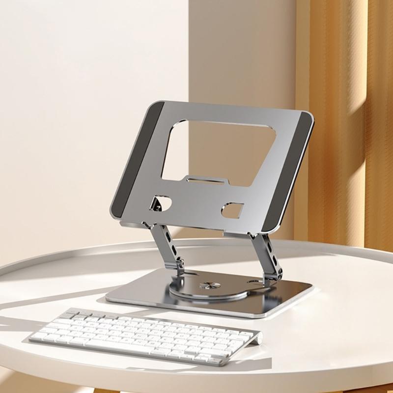 Adjustable Two Axises Laptop Cooling Stand Foldable Aluminum Alloy Frame 360 Swivels Base Ergonomic Desktop Suspension For 10 17" Devices