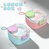 Square Portable Kids Lunch Box, 304 Stainless Steel Compartment Food Container, Plastic Bento Box for Students & Office Workers